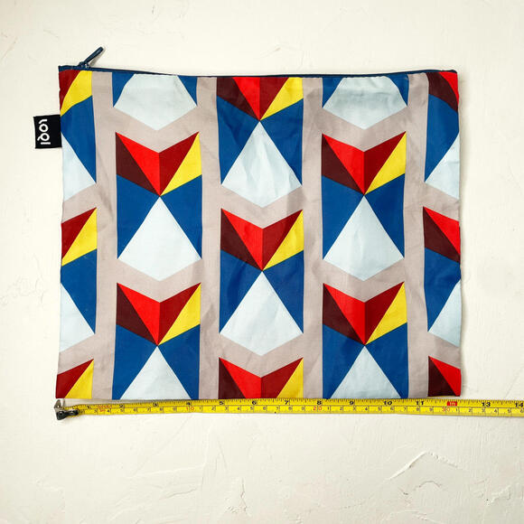 LOQI Set of 3 Colorful Geometric Patterned Pouches - Picture 2 of 7